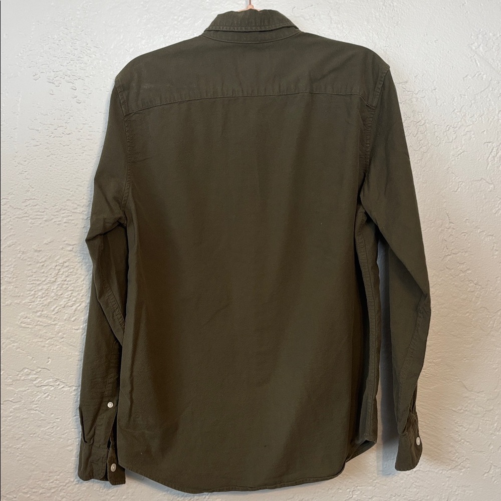 Abercrombie & Fitch Men’s Dark Green Casual Button-Down Cotton Blend Shirt M - Picture 6 of 8